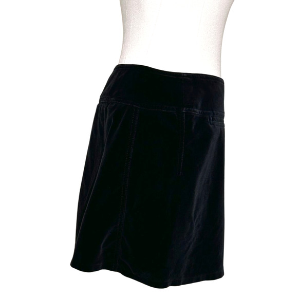 Express Vintage Black Velvet Button Front A Line Mini Skirt Size 6 90s - Picture 3 of 6